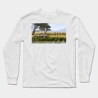 Homo ergaster hunters, illustration (C026/1483) Long Sleeve T-Shirt